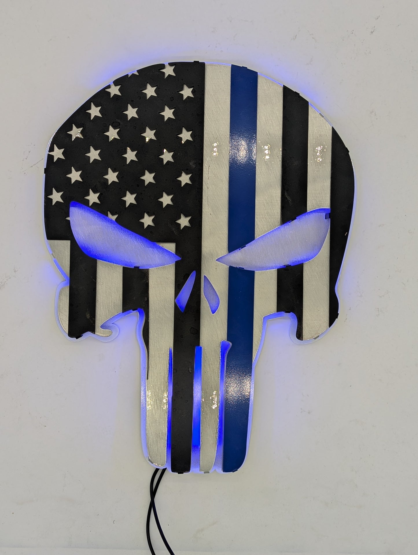 Punisher Skull American Flag Man Cave Metal Wall Art