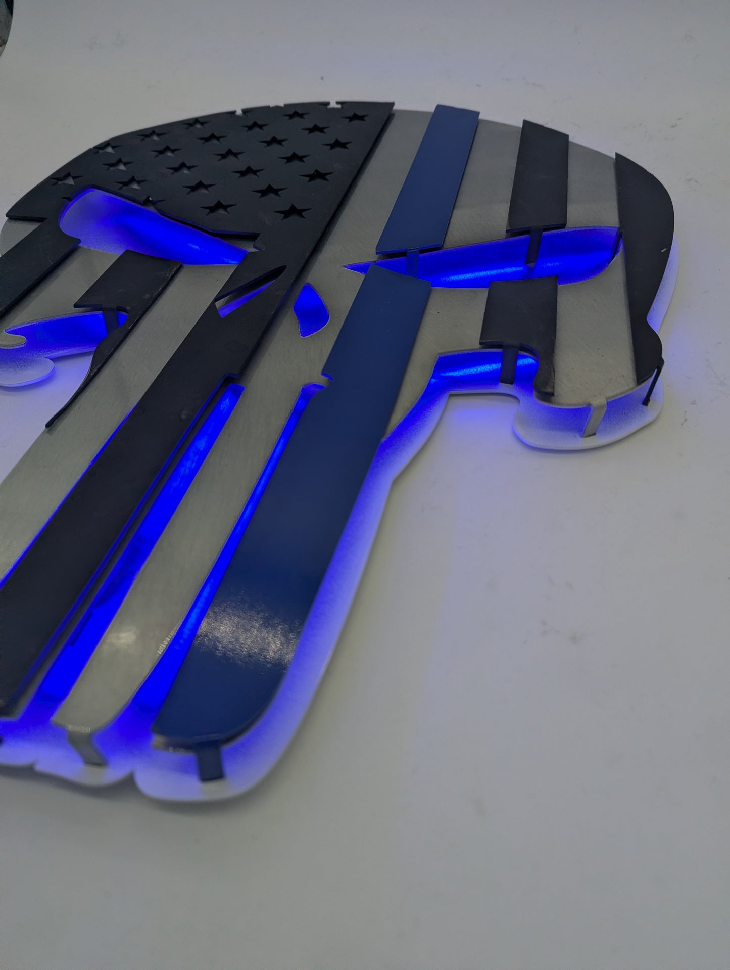 Punisher Skull American Flag Man Cave Metal Wall Art