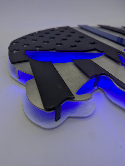 Punisher Skull American Flag Man Cave Metal Wall Art